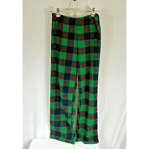 DISNEY Mickey Mouse Green Red Plaid Christmas Fleece Lounge/Pajama/PJ Pants-Sz M